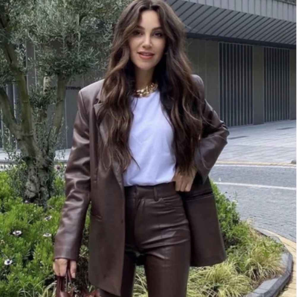 Zara Faux Leather Blazer